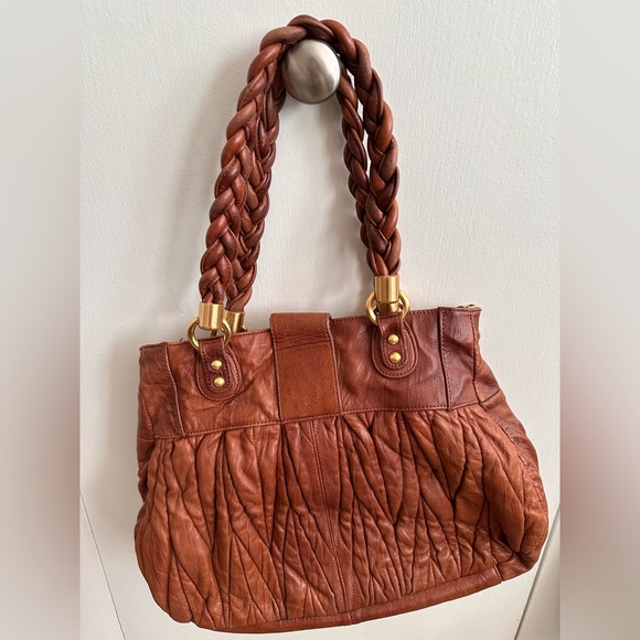 Steve Madden Vintage Brown Leather Shoulder Bag. Gold Turnlock. RARE - Picture 4 of 8